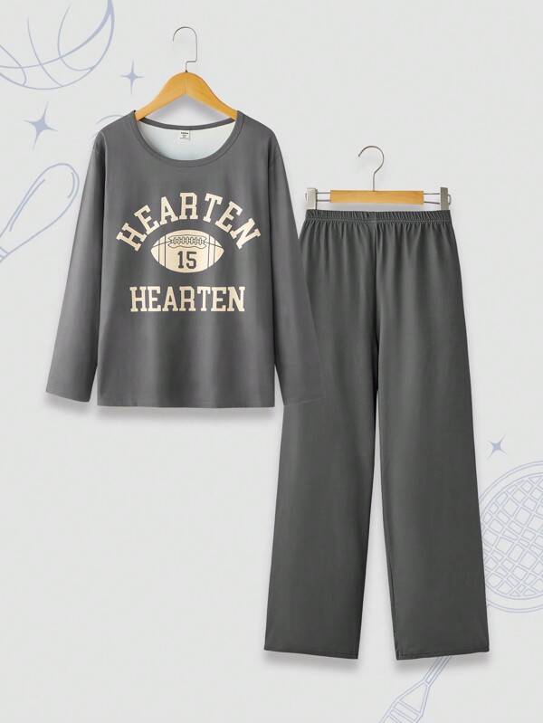 Conjunto de ropa deportiva resistente al fuego de manga larga y pantalón largo con estampado gráfico para adolescentes varones