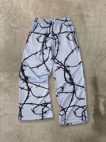 Manfinity EMRG Men's Branch Print Drawstring Waist Wide Leg Casual Sweatpants