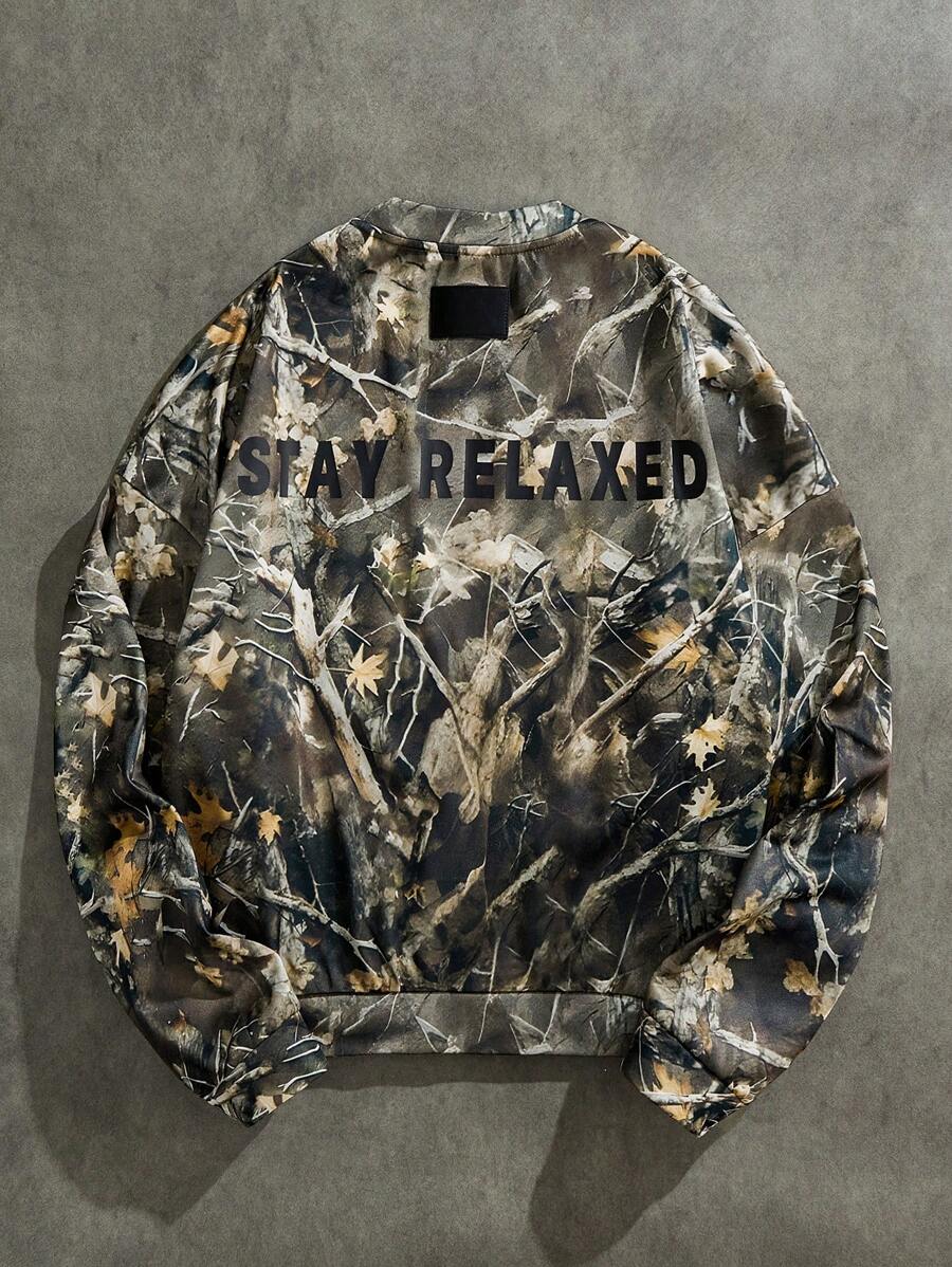 Forever 21 Men's Casual Fashion Tree Camouflage Print Sweatshirt - Army Green - View 1