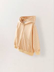 THE HAPPY LOOK Young Girl's Polka Dot Print Long Sleeve Zip Up Hooded Sweatshirt And Casual 2 Pieces Set, Autumn/Winter - Multicolor - View 9