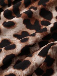 DAZY Leopard Print Halter Jumpsuit With Drawstring Bowknot , Bohemian Style For Women, Spring/Summer Vacation Cheetah Print Women Rompers - Brown - View 5