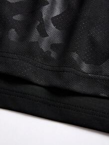 Manfinity Sport Corelite Men's Slogan Print Camouflage Drawstring Waist Sports Shorts