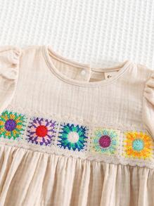 Cozy Pixies Baby Mädchen Herzchen Muster Farbblock Rundhals Langarm Lässig Bodysuit