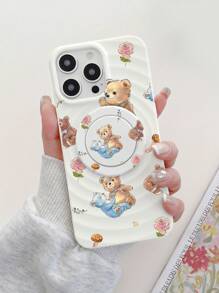 ROMWE Kawaii 2 件套卡通熊印花 Magsafe 磁性无线充电手机壳带磁性支架 - 彩色 - 查看 5