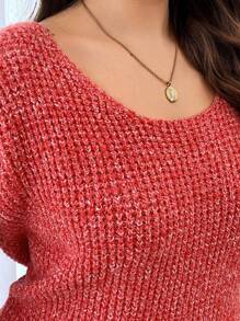 SHEIN Frenchy Plus Size Women Bow Decor Long Sleeve Casual Sweater, Autumn/Winter