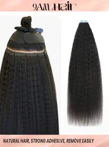 Kinky Straight KKS Curl Black Color Tape In Hair Extensions 100% Remy Human Hair 12-24inches Straight Seamless Skin Weft Tape Hair Extensions 50g/Pack Tape In Hair Tape Ins Hair Extensions - SNatural - View 2