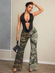 SHEIN SXY Women Casual Denim Jeans With Print & Pockets, Everyday Wear