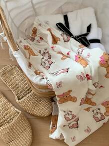DAZY Cute Bear Pattern Full Print Loose Spaghetti Strap Nightgown Pajama - Apricot - View 3