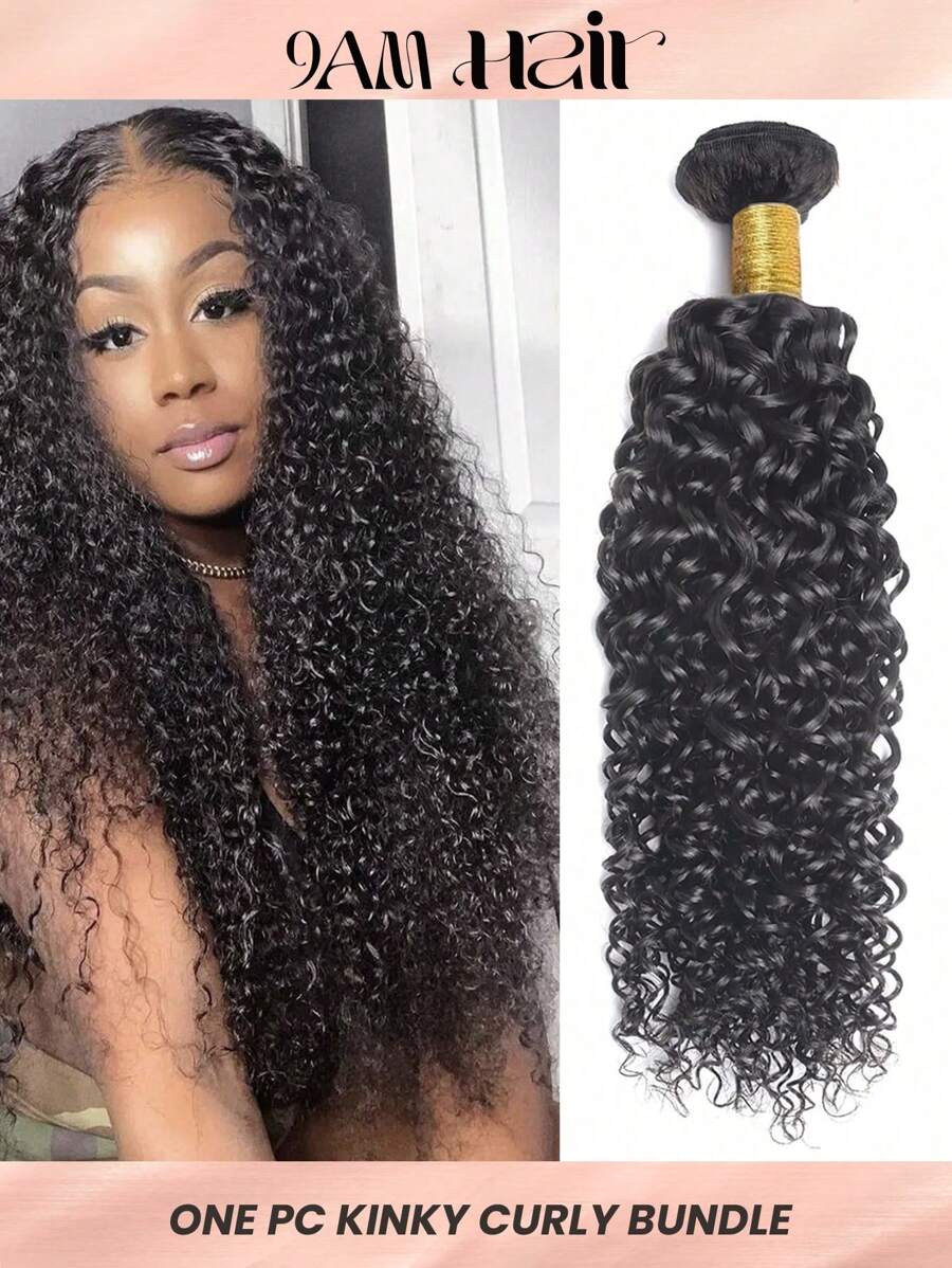1PC Curly Virgin Natural Black With Human Hair Bundles Extension 8-30 Inch Weave Bundles Weft Hair Extension For Women