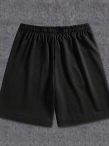 Manfinity EMRG Men's Letter & Angel Print Drawstring Waist Casual Shorts - Black - View 2