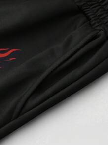 ROMWE MEN Street Life 男士秋季标语印花连帽运动衫和运动裤休闲两件套