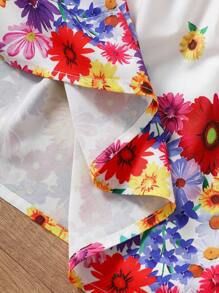 SHEIN Floral Print Cute Sleeveless Round Neck Dress For Young Girls - Baby Pink - View 3