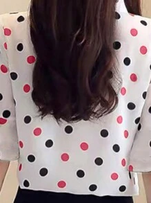 INAWLY 女士波尔卡圆点衬衫，休闲时尚，适合日常穿着 - 彩色 - 查看 2