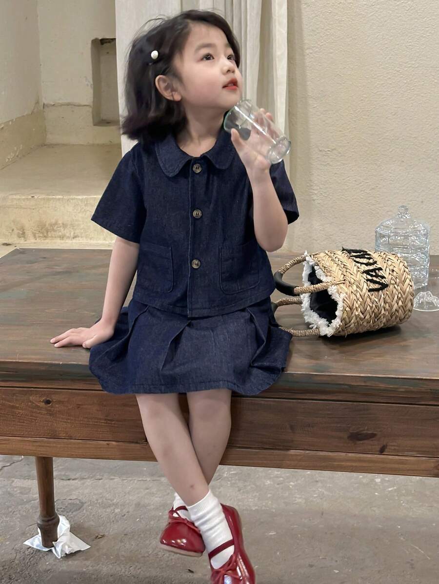Dazy Kids Young Girls Denim Outfit - Blue - View 1