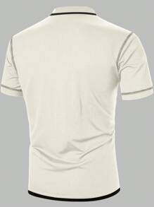 Manfinity Homme Men's Plain Short Sleeve Polo Shirt, Minimalist Fashion Casual Everyday Wear Men Clothes Men Polo Shirts Polo Shirts For Men Collar Polo T Shirt Men Polos For Men - Beige - View 2