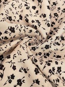 SHEIN Pregnant Women Ditsy Floral V-Neck Cap Sleeve Nursing Top - Khaki - View 6