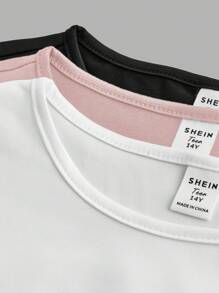 SHEIN Explorewe 3 件套青少年女孩百搭纯色修身长袖针织 T 恤，优雅休闲百搭搭配 - 彩色 - 查看 9