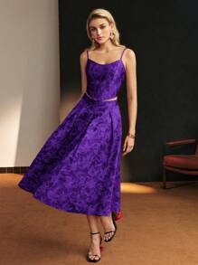 MOTF Soiréza FLORAL JACQUARD BONED CAMI TOP - Purple - View 4