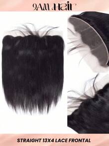1pc Transparent Lace 13 X 4 Lace Frontal Straight Human Hair Natural Black Color 150% Density 10-14 Inch Lace Frontal Human Hair Extension Ear To Ear Lace Frontal Pre Plucked With Baby Hair For Women - S1 - View 2