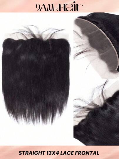 1st Transparent Spets 13 X 4 Spets Frontal Rakt Människohår Naturlig Svart Färg 150% Densitet 10-14 Inch Spets Frontal Människohårförlängning Öra till Öra Spets Frontal Förplockad med babyhår för kvinnor