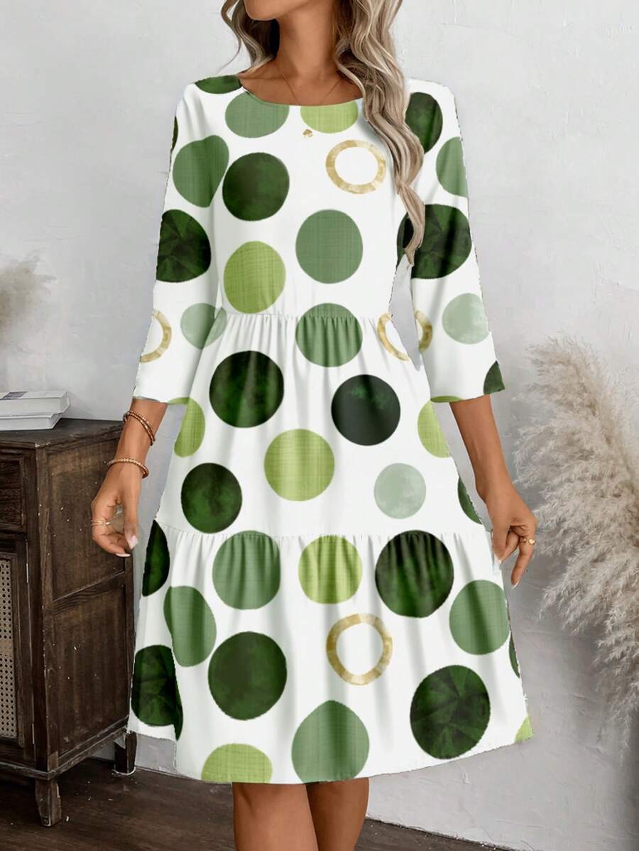 EMERY ROSE 女士休闲简约圆领 3/4 袖夏季连衣裙 - 彩色 - 查看 1