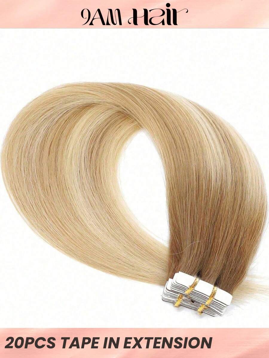 20pcs Tape In Straight Human Hair Extension Real Extension For Women Daily Use Real Easy Wear Natural Looking Ombre Color Tape In Hair Tape Ins Hair Extentions