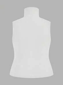 SHEIN Essnce 大码女式休闲纯白色修身高领吊带背心，夏季