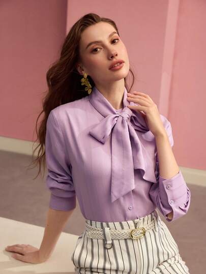 MOTF PREMIUM 系带纽扣衬衫