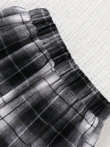 SHEIN 3pcs/Set Boys Grey Sleeveless Waistcoat + White T-Shirt + Loose Plaid Wide Leg Pants - Multicolor - View 8