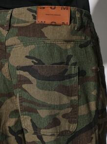 SUMWON 宽松迷彩阔腿裤军风休闲裤舒适街头作战实用裤四季时尚潮流裤装 - 軍綠色 - 查看 6