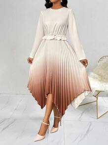 Lunelith SHEIN Lunessa 女士渐变不对称褶皱连衣裙