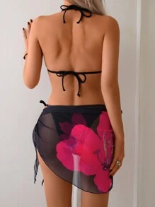 Swim Vcay Summer 3pcs/Set Women's Floral Print Bikini For Beach Vacation