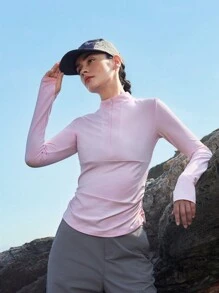 In My Nature In My Nature Damen Sweatshirt mit einfarbigem Stehkragen, Reißverschluss und halber Leiste, für lässigen Outdoor-Einsatz