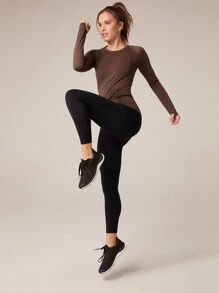 GLOWMODE 无缝修身长袖上衣 齐臀 抗菌 轻便 夏季 - 咖啡棕 - 查看 9