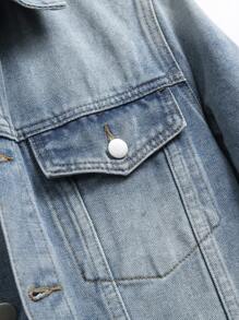 Manfinity Homme Men's Button Front Long Sleeve Pocket Casual Denim Jacket - Light Wash - View 5