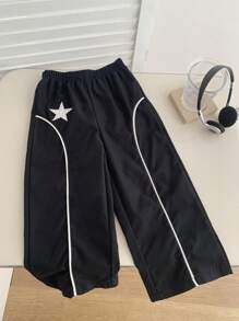 Young Boys' Casual Colorblock Trim Star Pattern Sweatpants