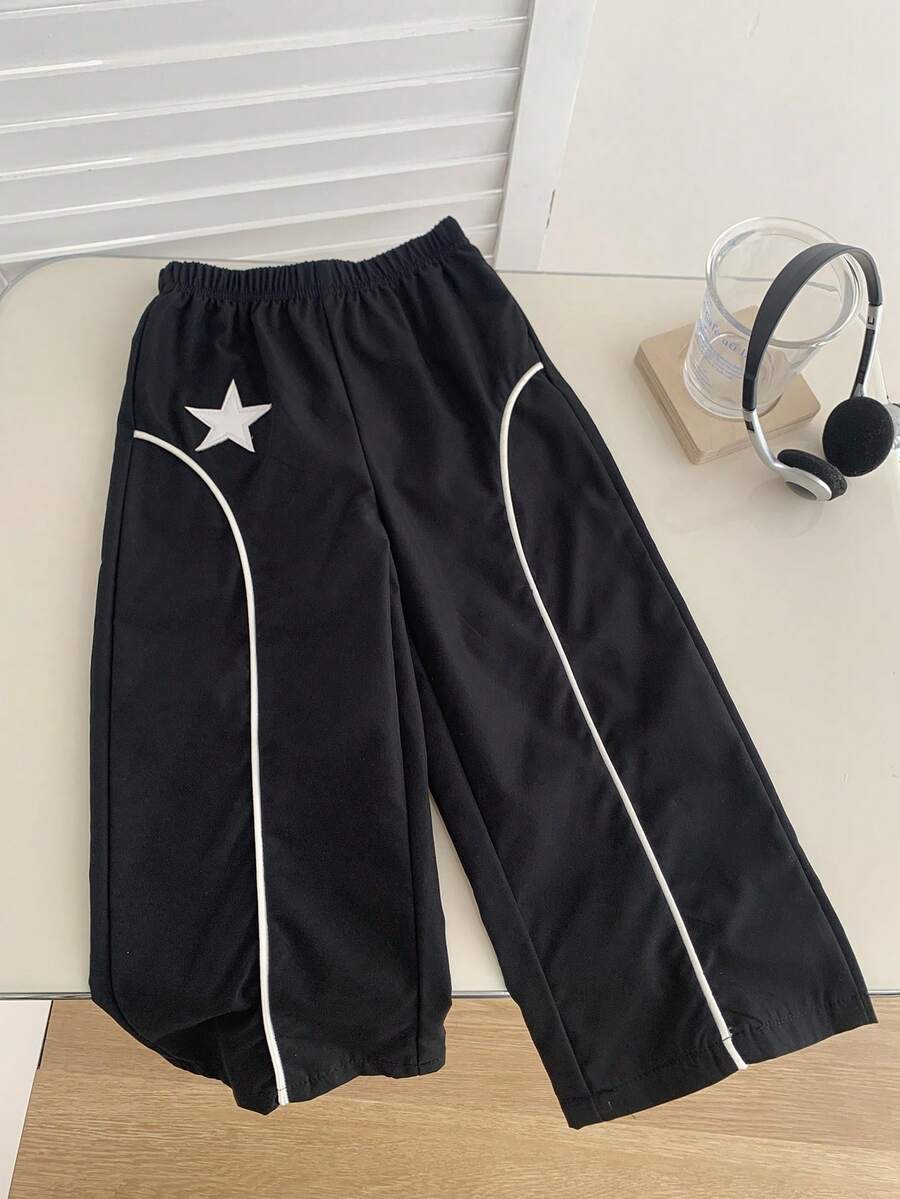 Young Boys' Casual Colorblock Trim Star Pattern Sweatpants