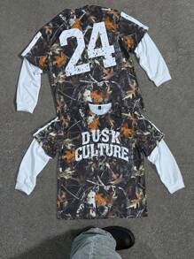 Manfinity EZcore Men's Autumn/Winter Branch Print Pullover Hooded Sweatshirt - Multicolor - View 1