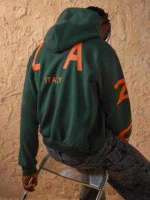 Forever 21 Overhead Hoodie With Back Milano Print - Dark Green - View 3