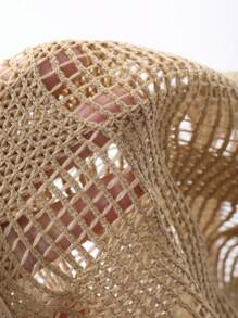 FRIFUL Damen Mesh Langarmshirt mit Hohlmuster, minimalistisch, stilvoller Lässig-Look für den Alltag, kariert