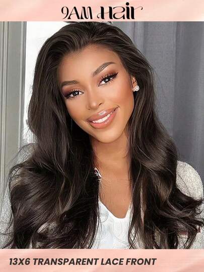clear 13 X 6 Lace Frontal Wigs 150%/180% Density Natural Black Color Pre-Plucked Human Hair Wig