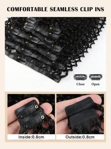 Seamless Clip Ins 8pcs With 18Clips Per Set Seamless PU Clip In Hair Extensions Real Human Hair Invisible PU Skin Weft Kinky Curly Clip Ins 100% Unprocessed Human Hair Extensions - SNatural - View 3