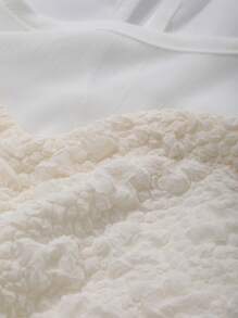 DAZY 女士休闲二合一短袖简约衬衫，日常穿着 - 杏色 - 查看 3