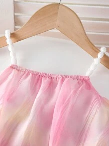 SHEIN Playful Pals Baby Girl Sweet Korean Style Outfit Set, Summer - Stylish Sling Top And Shorts, 2pcs - Pink - View 4