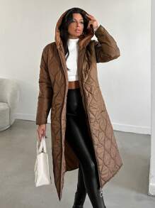 EURMUSE Women's Puffer Jacket With Onion Shape Quilting - Brown - View 4