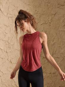 VARSITIE Round Neck Sleeveless Crossover Loose Women Sports Tees & Tanks