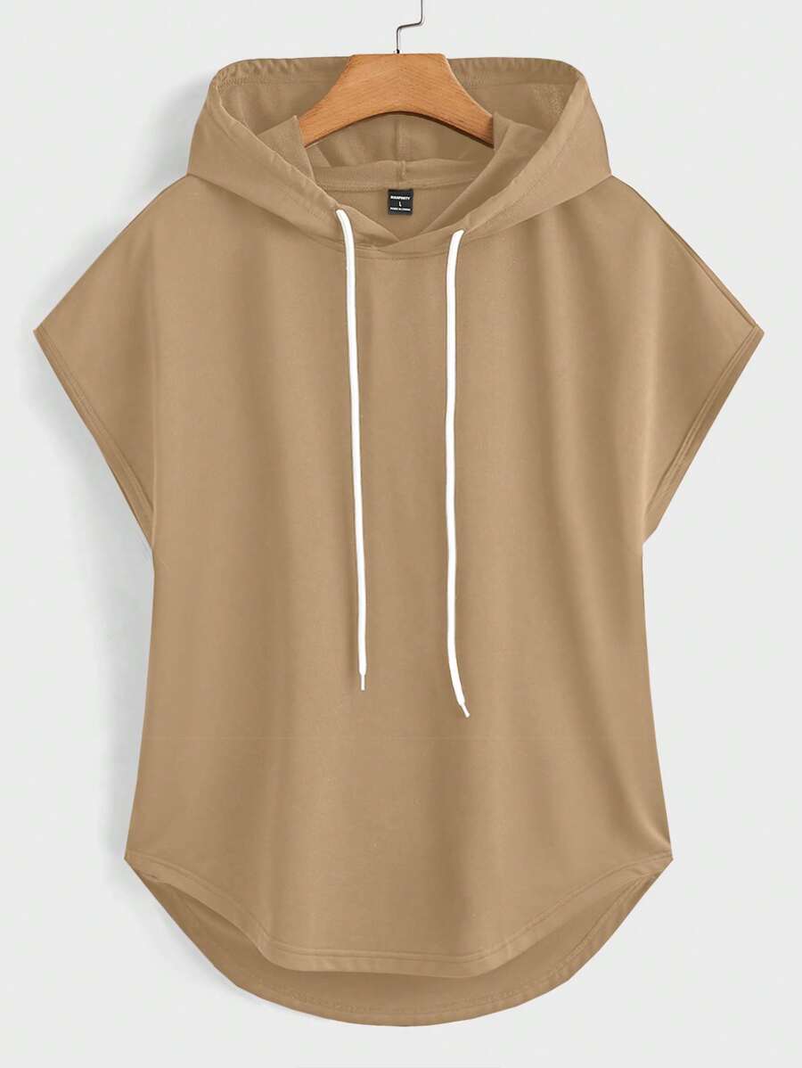 Manfinity RelaxMax Camiseta de tirantes holgada informal con cordón y capucha de unicolor para hombre