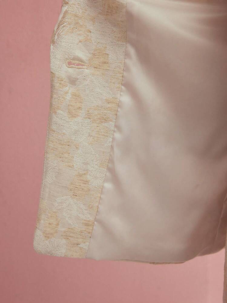 LINEN STRUCTURED JACQUARD SINGLE BUTTON BLAZER