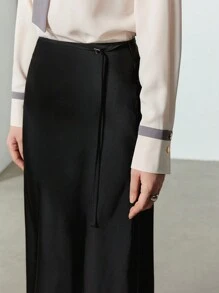 EastFlair Falda midi recta y casual con abertura, minimalista y de moda para el día a día para mujer