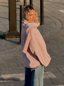 Muchica Women's Solid Color Simple Fashion Casual Scarf Included Outerwear, Suitable For Daily Wear - Pink - View 2